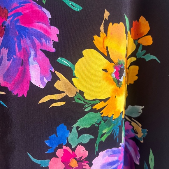 Johnny Was bright multi-coloured tropical floral silk button-up short shirt - Picture 4 of 7